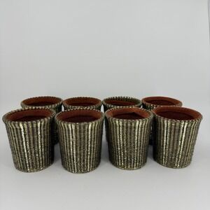 Set of 8 MCM VTG Therma-Jac Drink Coozies Metallic Gold Great Condition